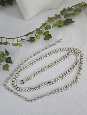 Silver Cuban Link Design Chain Belt